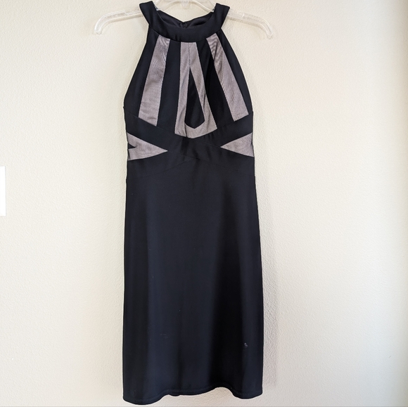 Morgan & Co. Dresses & Skirts - Elegant Black and Gray Halter Dress With Cutout Back Size 6